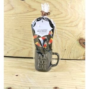 Rae Dunn Mug Black, More Boos Please, Coffee Tea Cup Halloween Candy Corn
